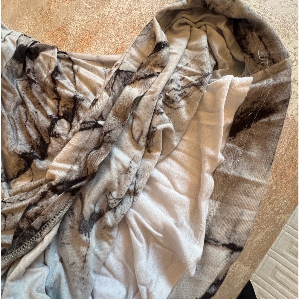 HELMUT LANG BLACK/WHITE/GRAY TIE DYE RUCHED MINI DRESS SIZE P - Picture 6 of 8